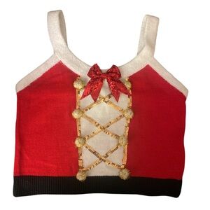 Festive Red and White Knit Tank Top NWT L